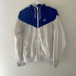 Nike light jacket, size large juniors royal blue and white.